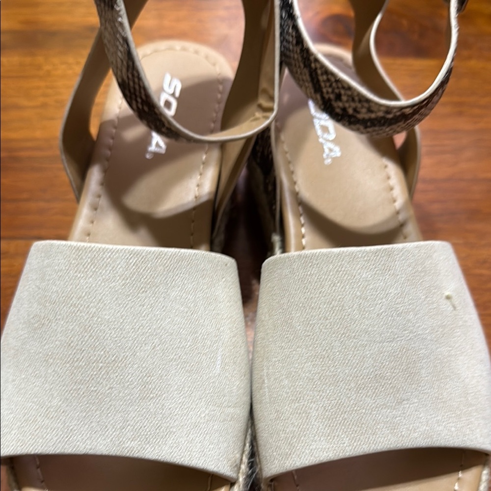 Soda Cream Wedges with Adjustable Ankle Straps